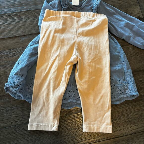 H&M Girls 9 Months Blue Dress and Tan Pants Outfit - Picture 7 of 8